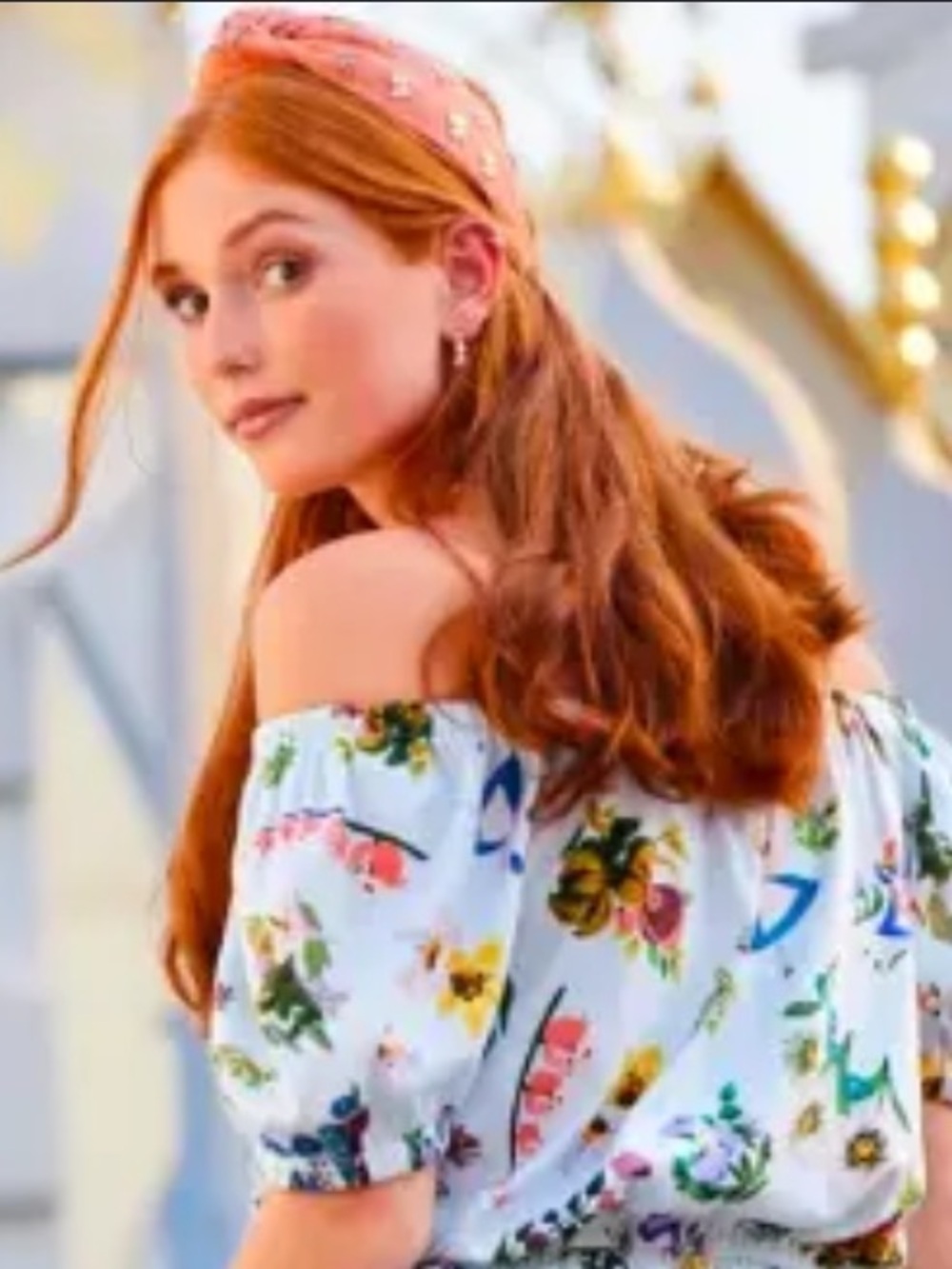 Disney Alice In Wonderland Multicolor Floral Puff Sleeve Blouse Size 3x